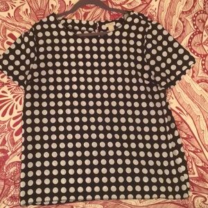 Black J.crew top with white polka dots